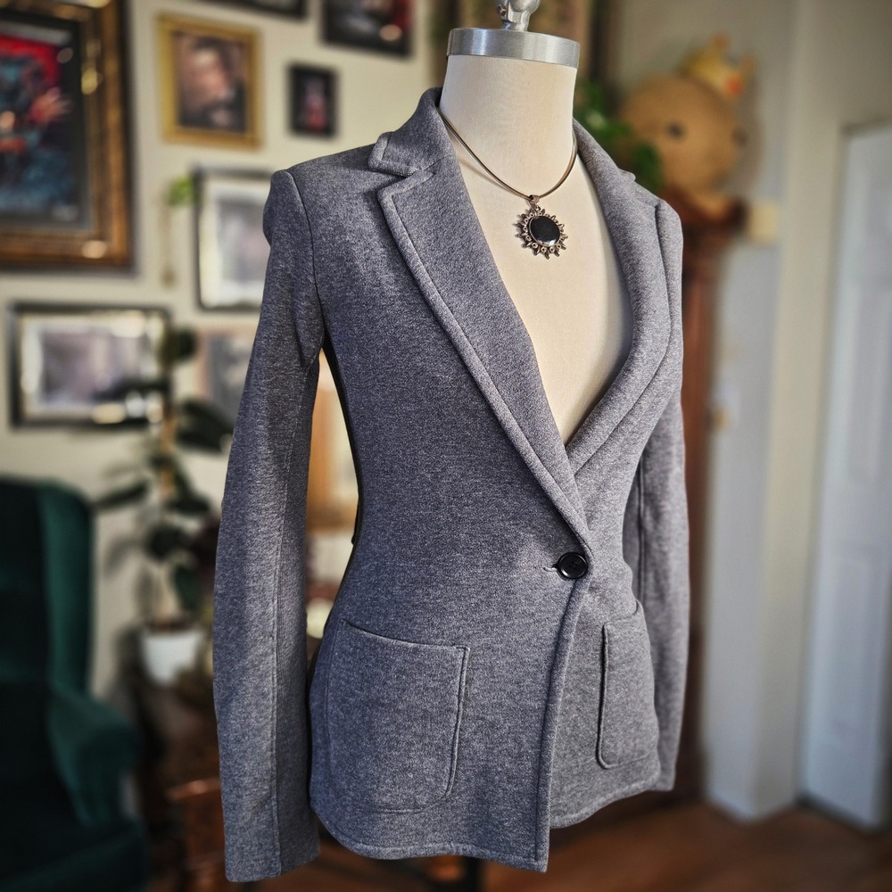 James‎ Perse Grey Cotton Knit Blazer Jacket NWT New Womens Size 0 Luxury Soft
